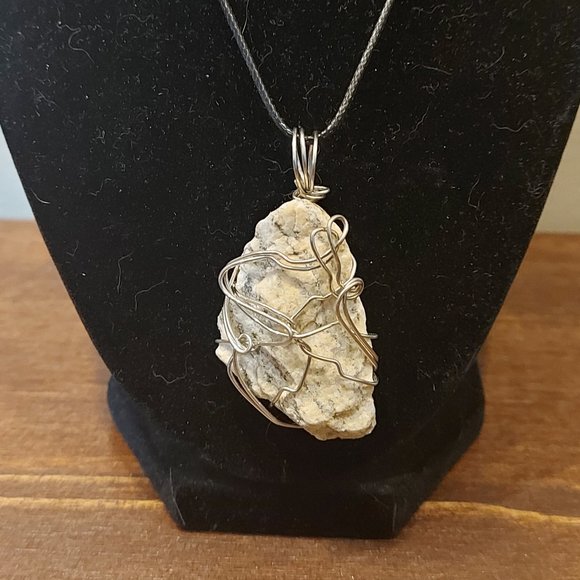 Wire Wrapped Sun Peaks Granite Rock Pendant - Picture 1 of 8
